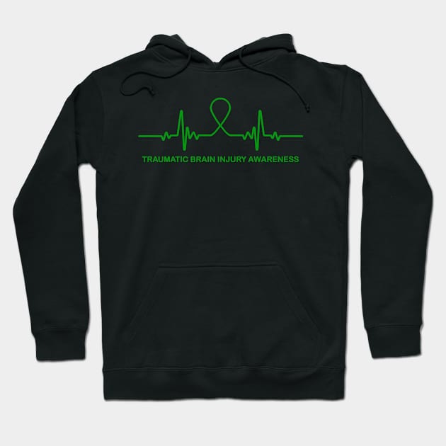 Traumatic Brain Injury Awareness Heartbeat - In This Family We Fight Together Hoodie by BoongMie